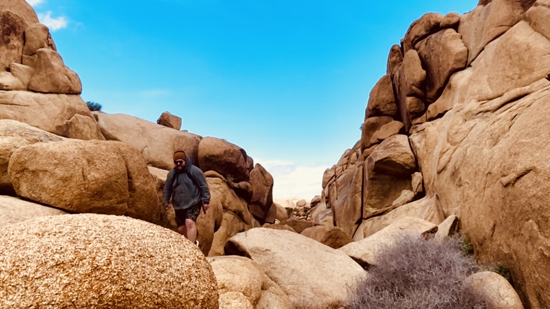 Bryce hiking in Joshua Tree