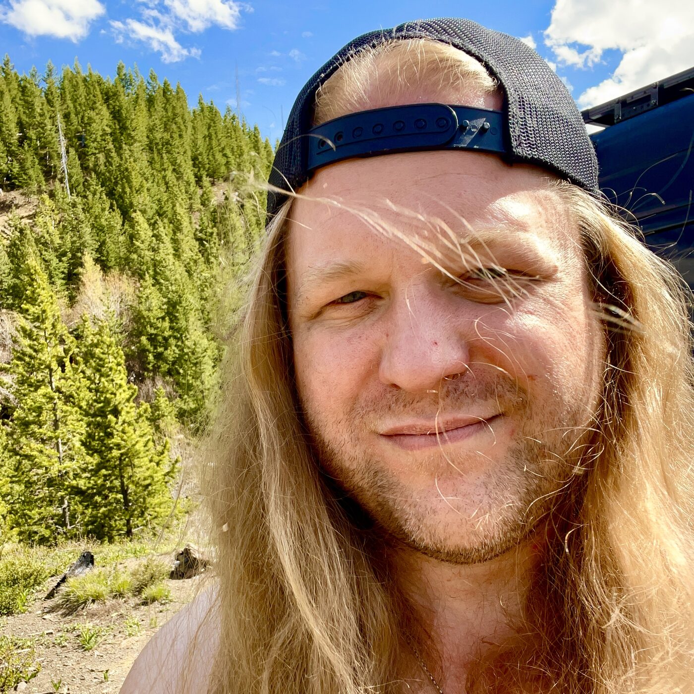 Bryce on a forest road in the Pacific Northwest